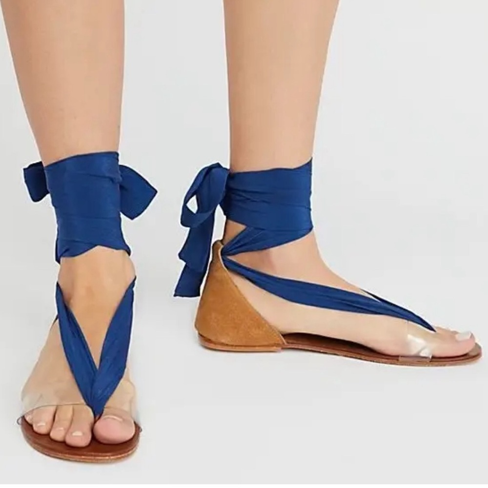 Free People Barcelona Wrap Sandal Blue Size: 41/US: 11